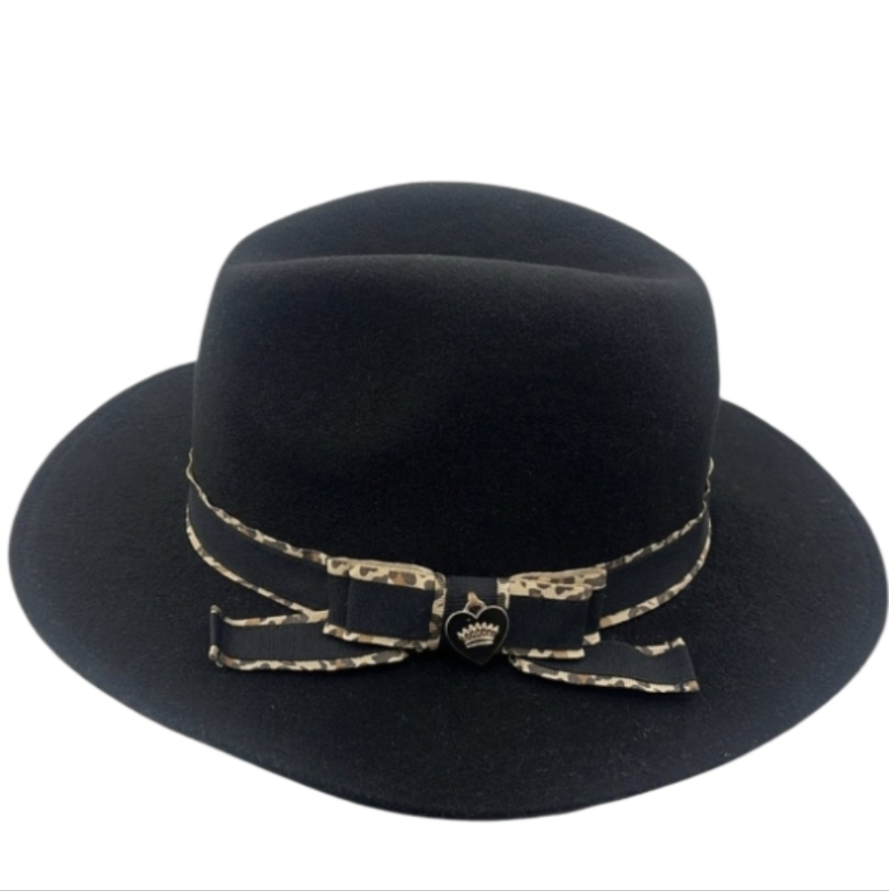 Juicy Couture Vintage Fedora With Leopard Rim And Crown Charm Size OS in EUC
